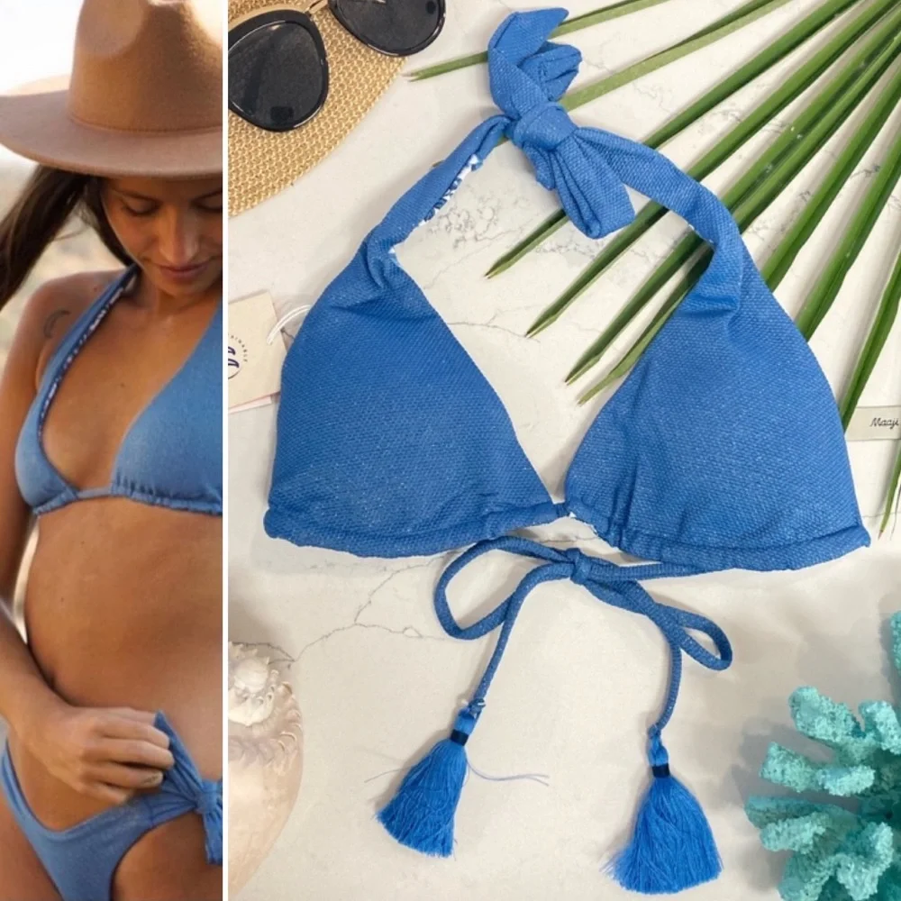 MAAJI Shimmer Denim Cheerful Ditsy Adele Reversible Bikini Top - Medium
